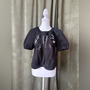 Black Cutout Women's structural scuba Top - Elisabetta Franchi Italian Designer